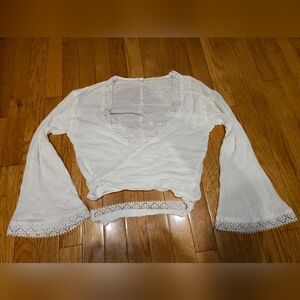 Maurices White Boho Lace-Trim Wrap Top